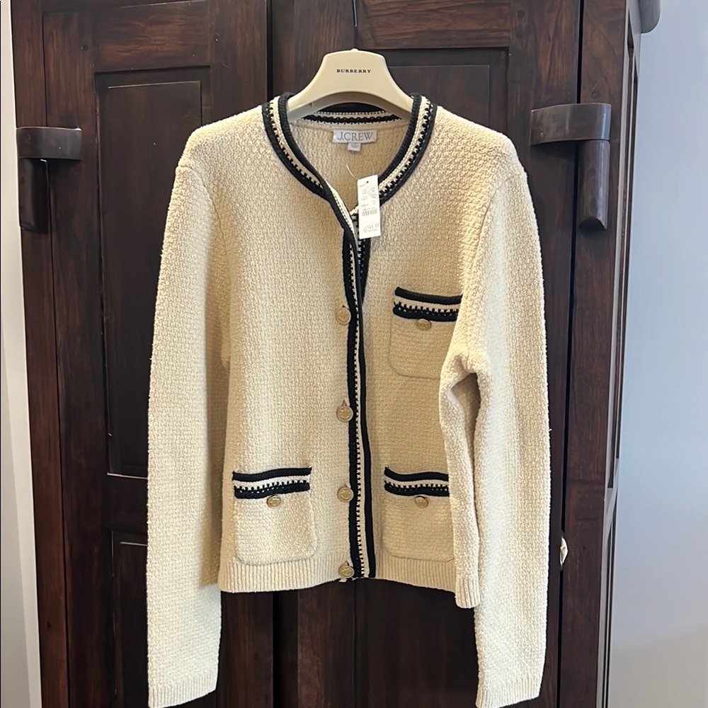 J. Crew Cream Zip-Up Cardigan